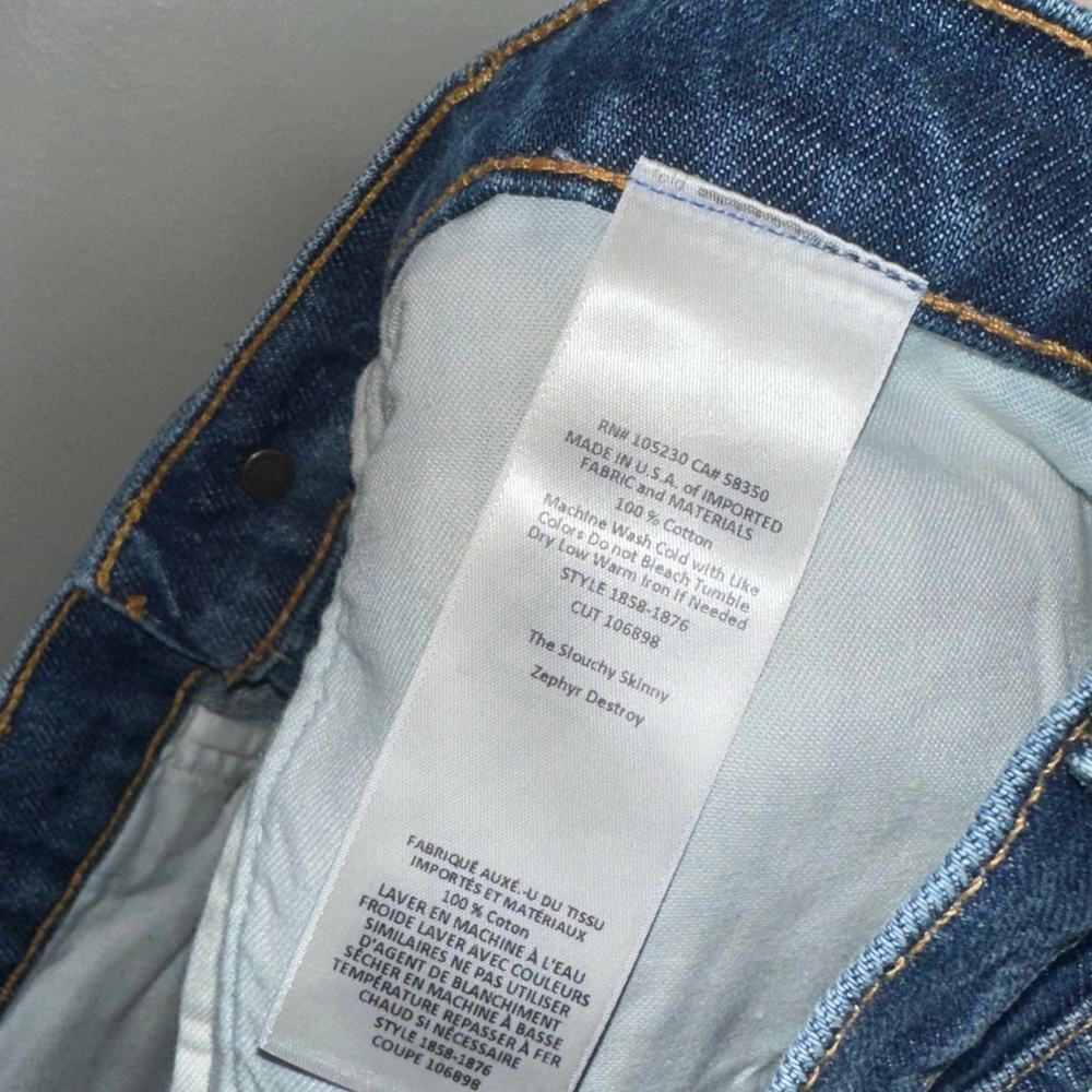 Current Elliott The Slouchy Skinny Jeans Light Blue Wash Distressed Size 25 - Picture 6 of 7